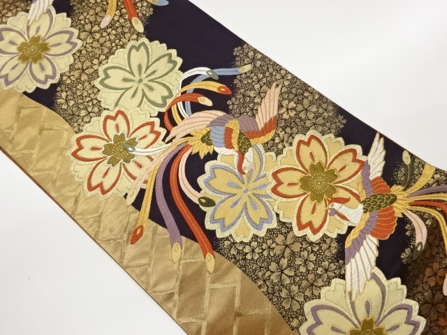 JAPANESE KIMONO / FUKURO OBI / WOVEN SAKURA & PHOENIX
